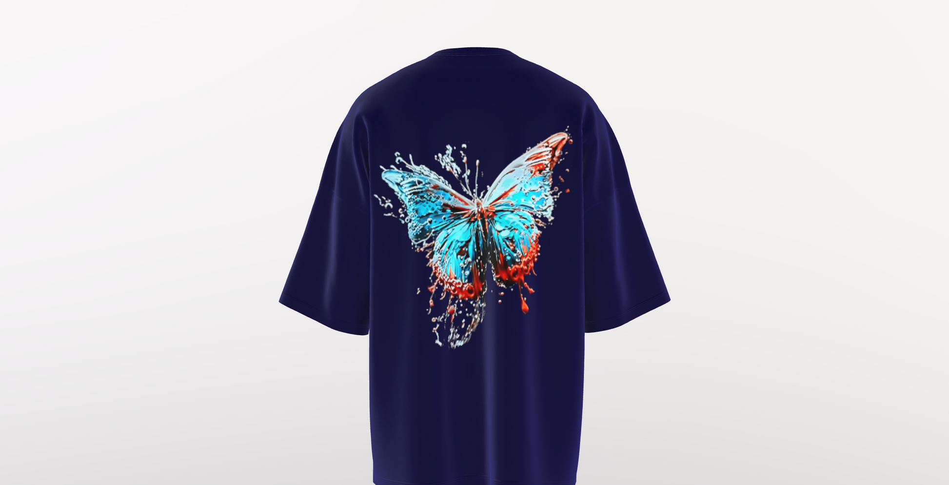 blue butterfly oversized tshirt, back packet