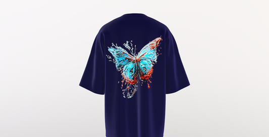 blue butterfly oversized tshirt, back packet