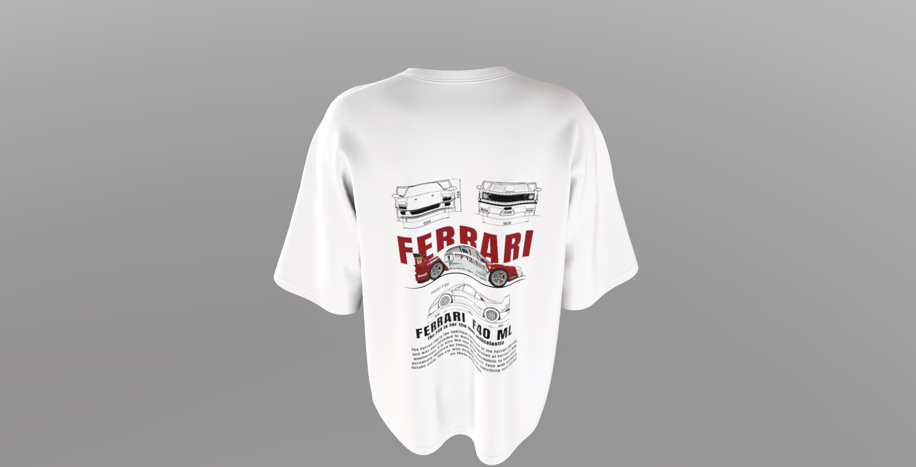 ferrari oversized t shirt, back top packet