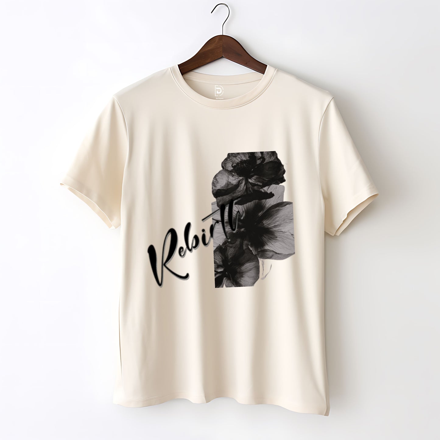 cream oversized  t shirt, front  packet