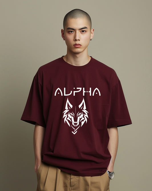 wolf alpha oversized t shirt, front packet