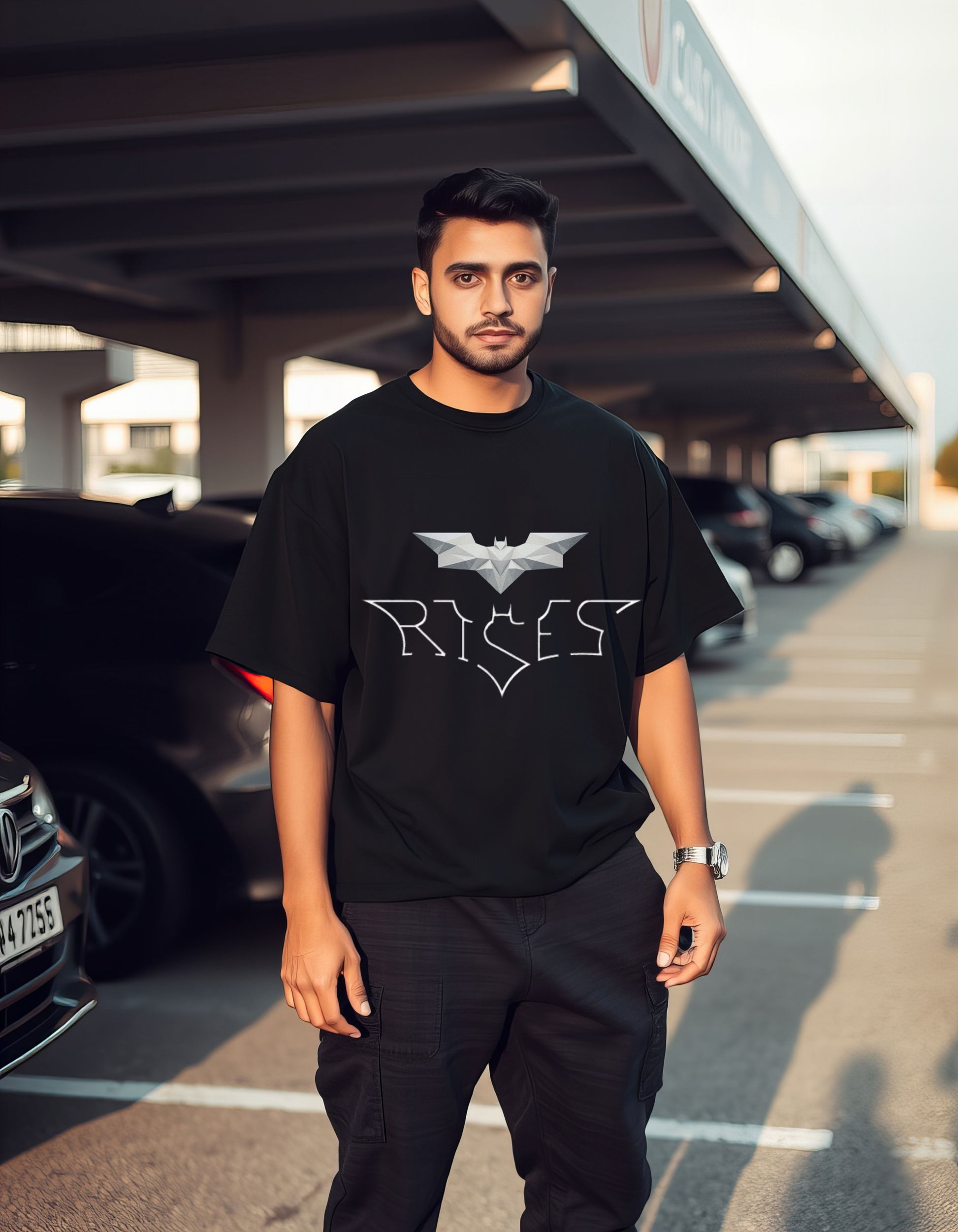 dark knight oversized t shirt, front  packet