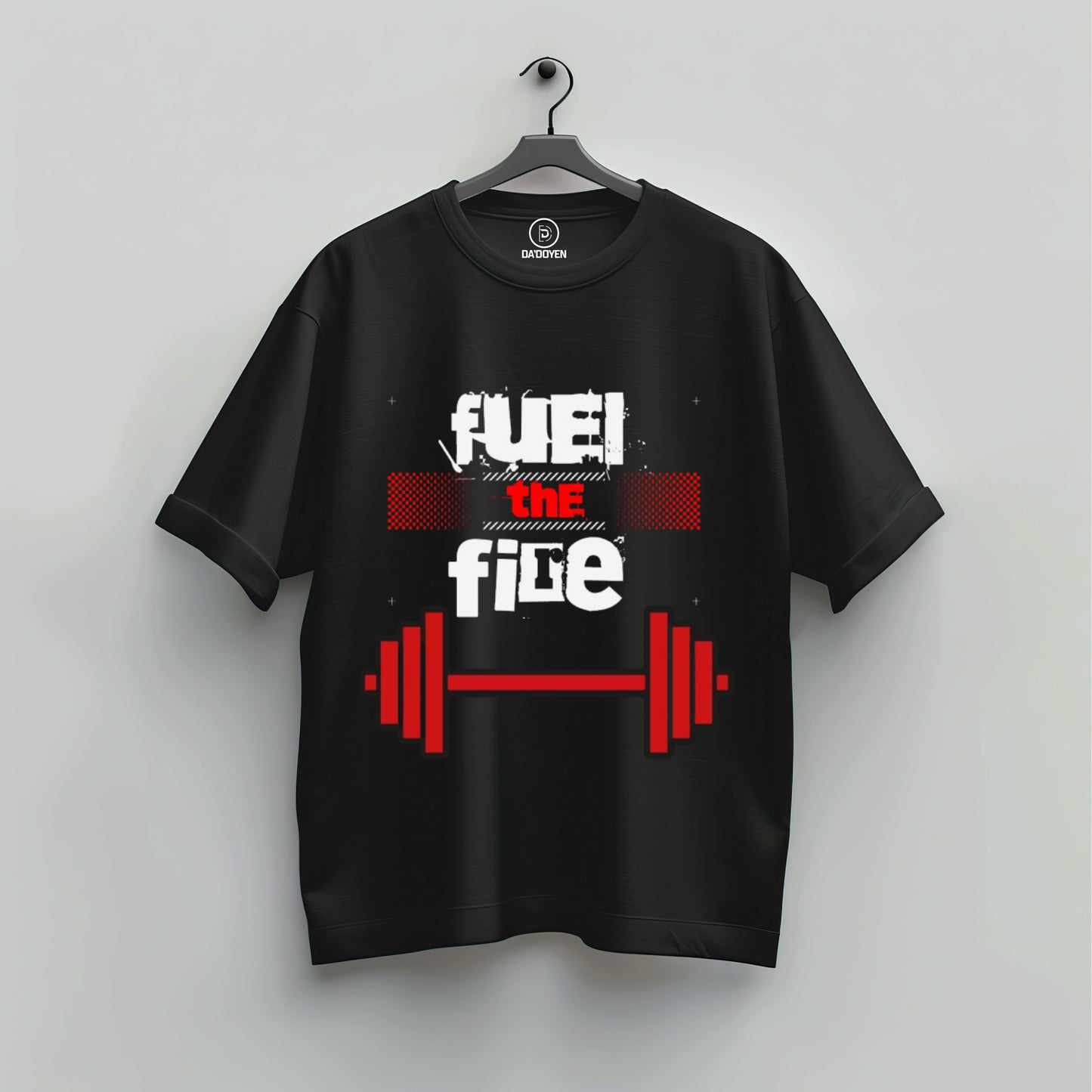 fuel the fire oversized t shirt, front packet