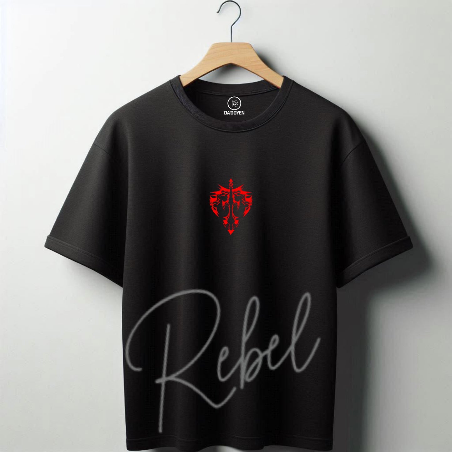 black rebel oversized t shirt, front packet