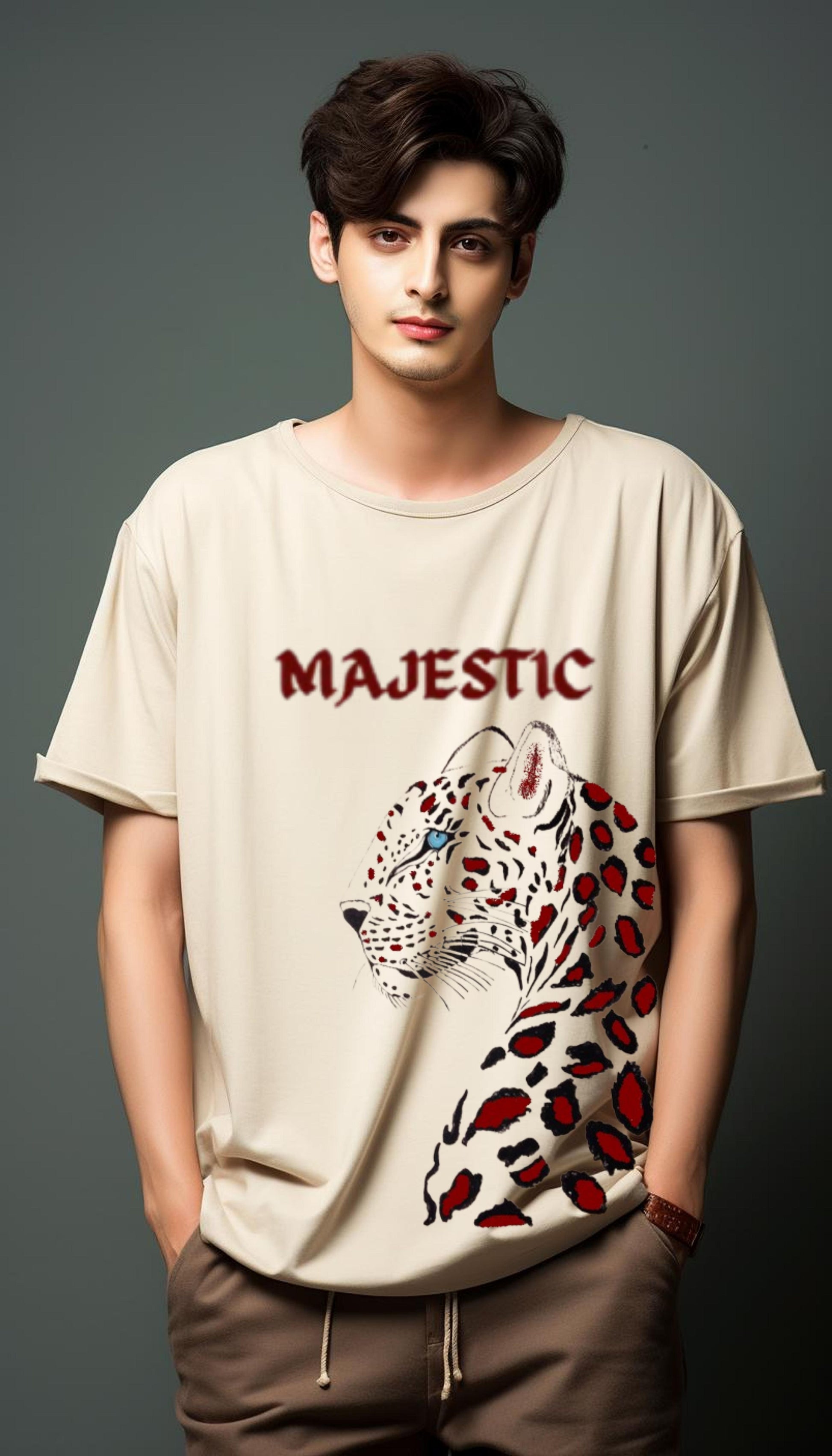 cheetah oversized t shirt, front model packet