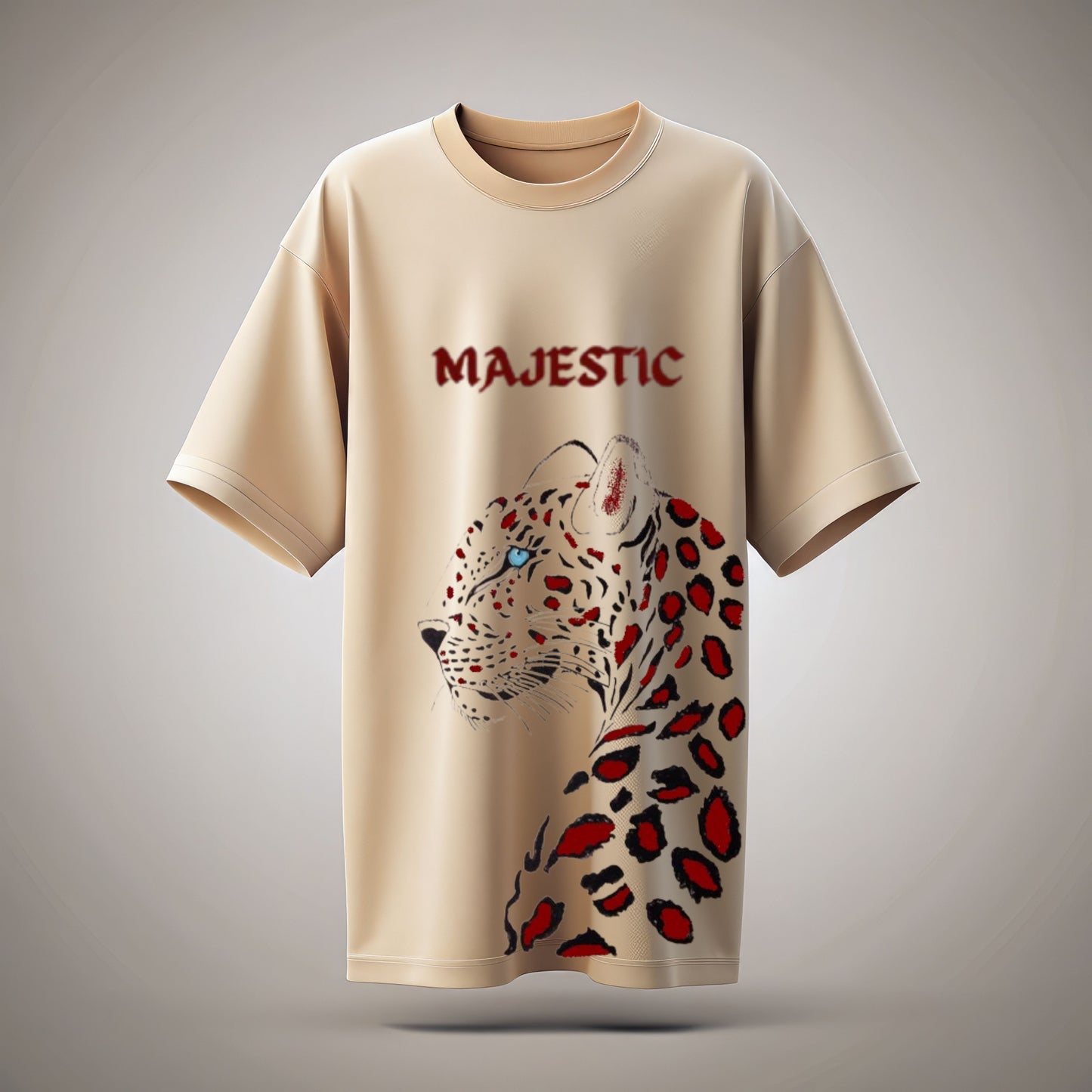 cheetah oversized t shirt, front background packet