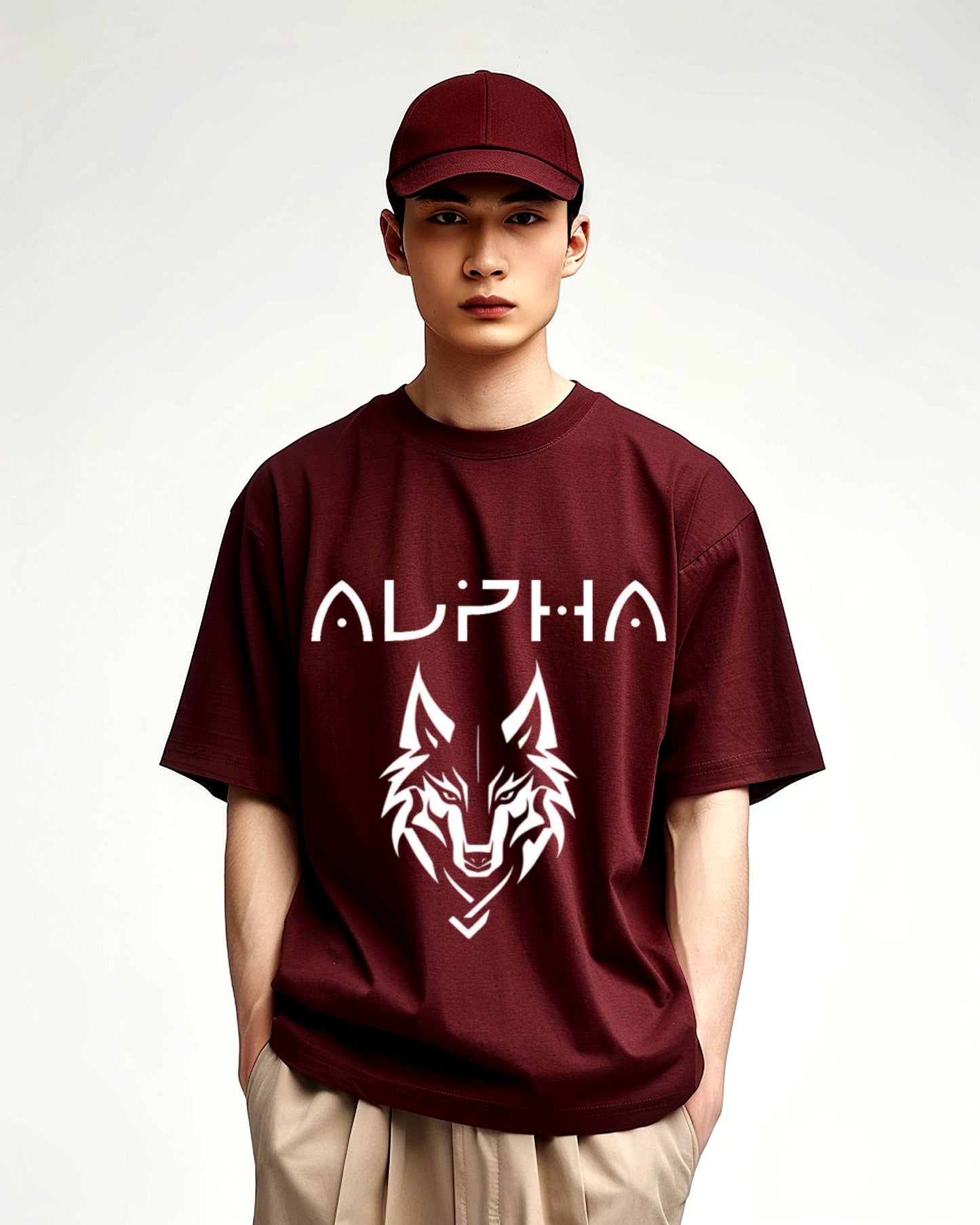 wolf alpha oversized t shirt, left packet