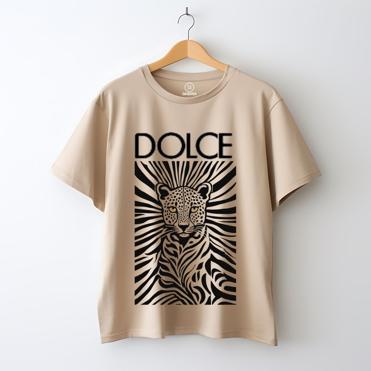 beige oversized t shirt, front  packet 