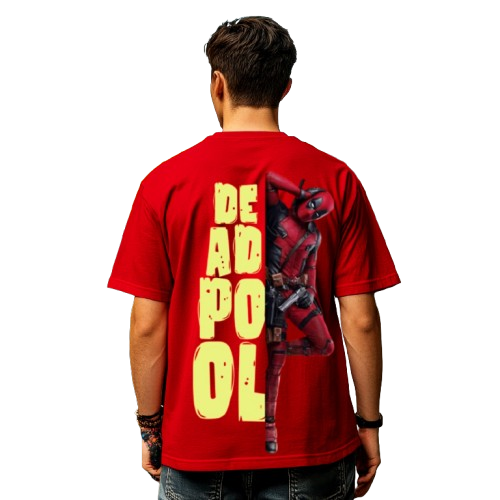 deadpool oversized t shirt, back model packet