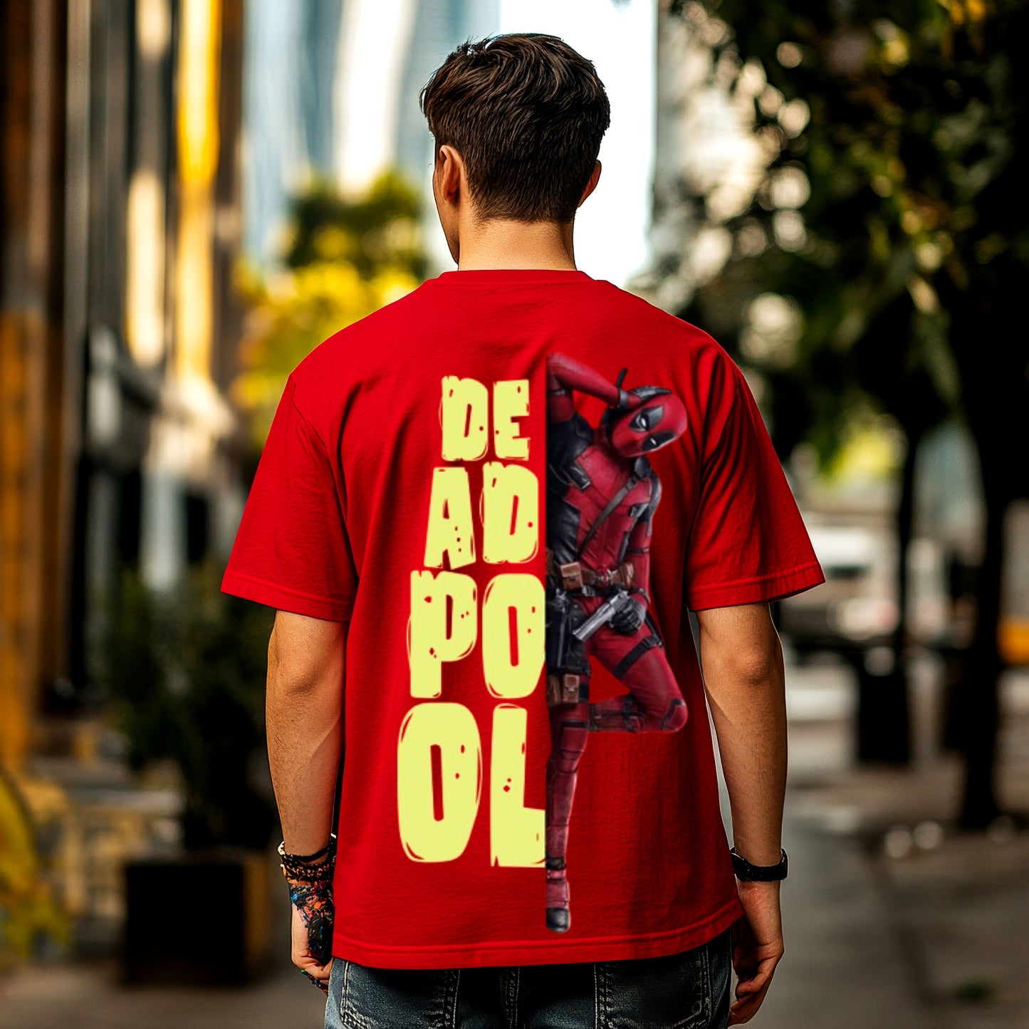 deadpool oversized t shirt, back packet